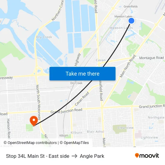 Stop 34L Main St - East side to Angle Park map