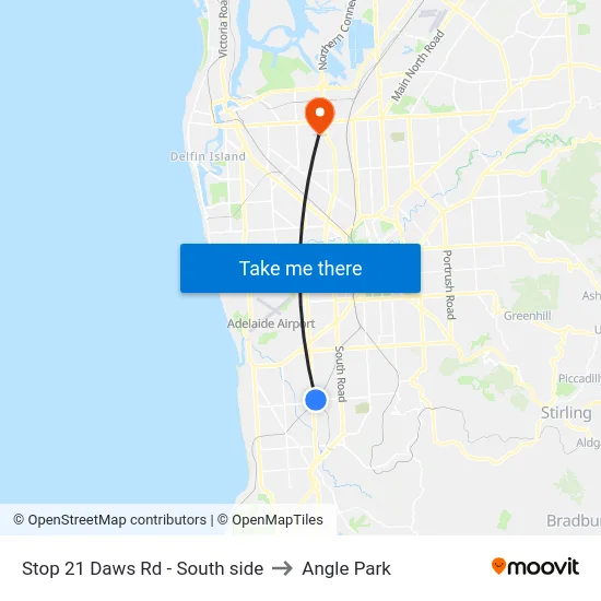 Stop 21 Daws Rd - South side to Angle Park map