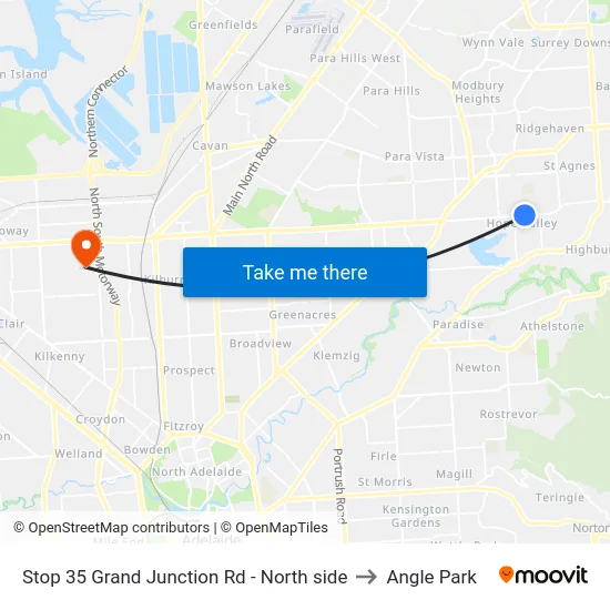 Stop 35 Grand Junction Rd - North side to Angle Park map