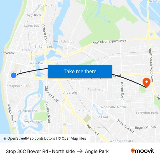 Stop 36C Bower Rd - North side to Angle Park map