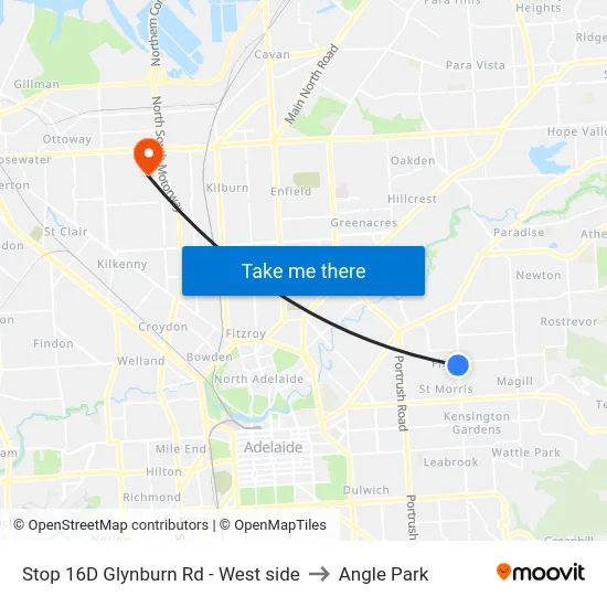 Stop 16D Glynburn Rd - West side to Angle Park map