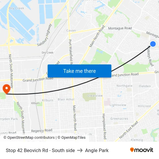 Stop 42 Beovich Rd - South side to Angle Park map