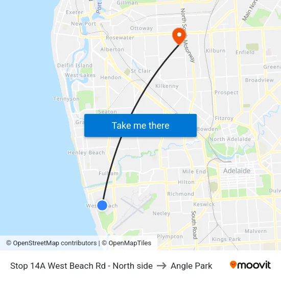 Stop 14A West Beach Rd - North side to Angle Park map