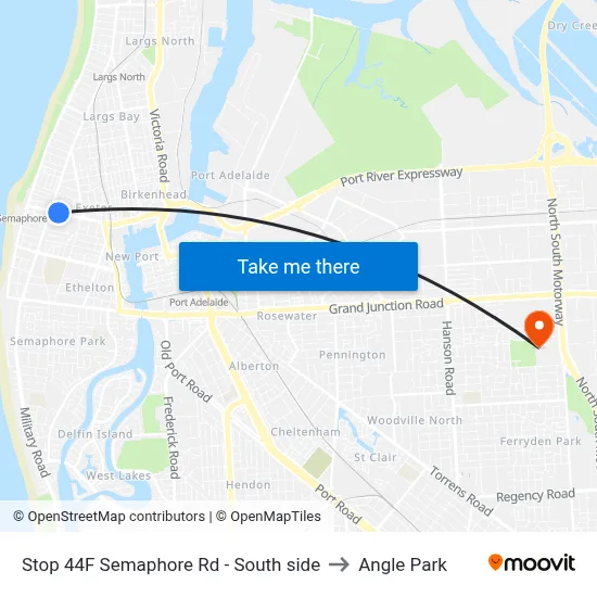 Stop 44F Semaphore Rd - South side to Angle Park map