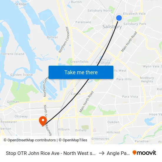 Stop OTR John Rice Ave - North West side to Angle Park map