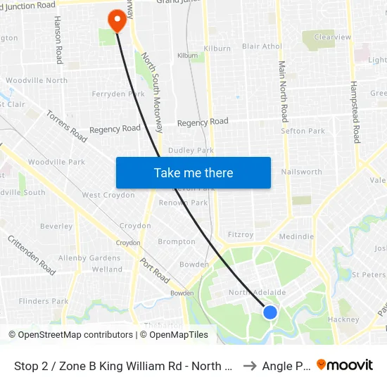 Stop 2 / Zone B King William Rd - North West side to Angle Park map