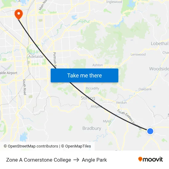 Zone A Cornerstone College to Angle Park map
