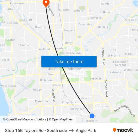 Stop 16B Taylors Rd - South side to Angle Park map