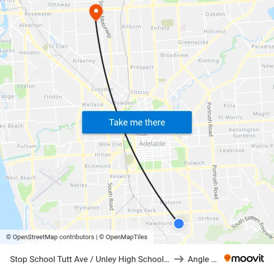 Stop School Tutt Ave / Unley High School - South side to Angle Park map