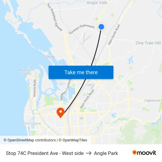 Stop 74C President Ave - West side to Angle Park map