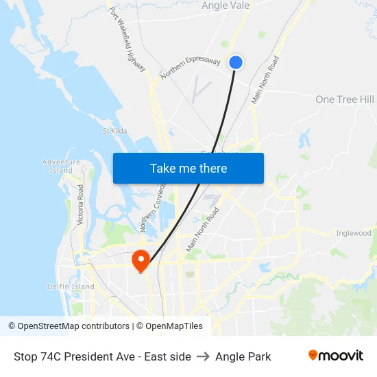 Stop 74C President Ave - East side to Angle Park map