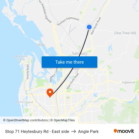Stop 71 Heytesbury Rd - East side to Angle Park map