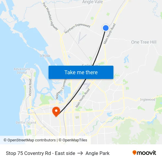 Stop 75 Coventry Rd - East side to Angle Park map