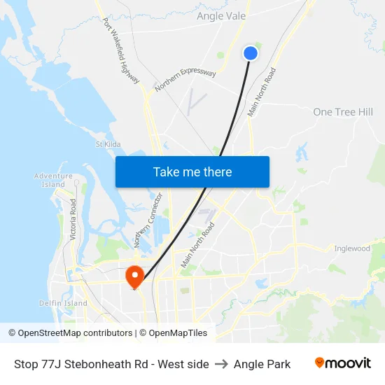 Stop 77J Stebonheath Rd - West side to Angle Park map
