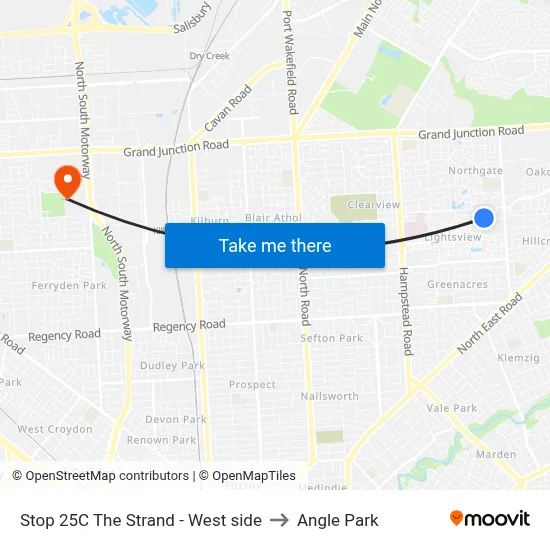 Stop 25C The Strand - West side to Angle Park map