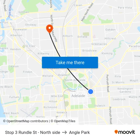Stop 3 Rundle St - North side to Angle Park map