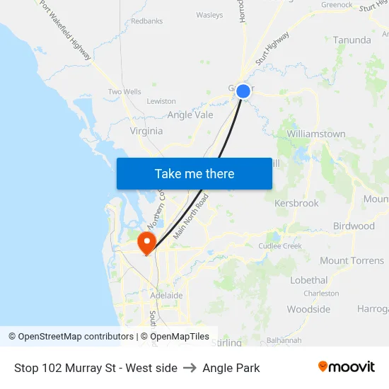Stop 102 Murray St - West side to Angle Park map