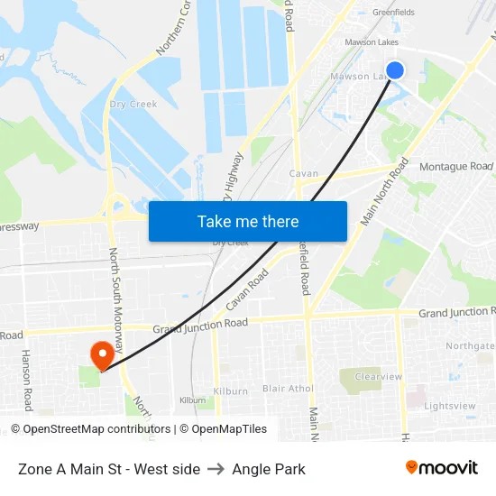 Zone A Main St - West side to Angle Park map