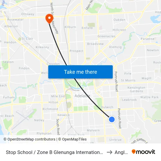 Stop School / Zone B Glenunga International High School Conyngham St to Angle Park map