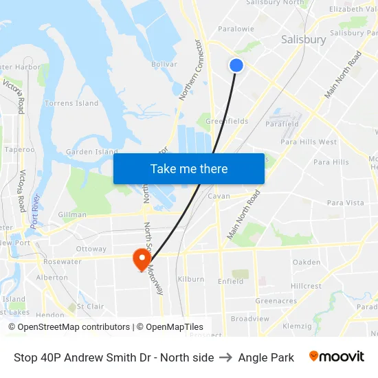 Stop 40P Andrew Smith Dr - North side to Angle Park map