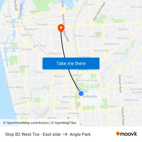 Stop B2 West Tce - East side to Angle Park map