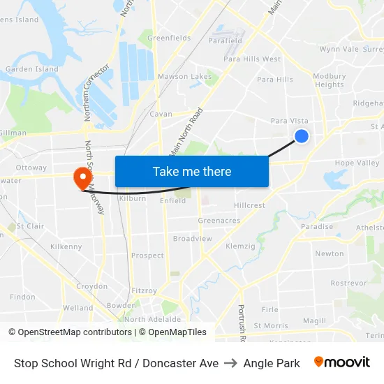 Stop School Wright Rd / Doncaster Ave to Angle Park map