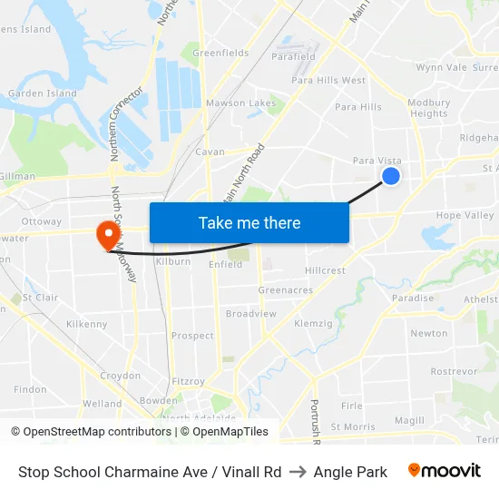 Stop School Charmaine Ave / Vinall Rd to Angle Park map