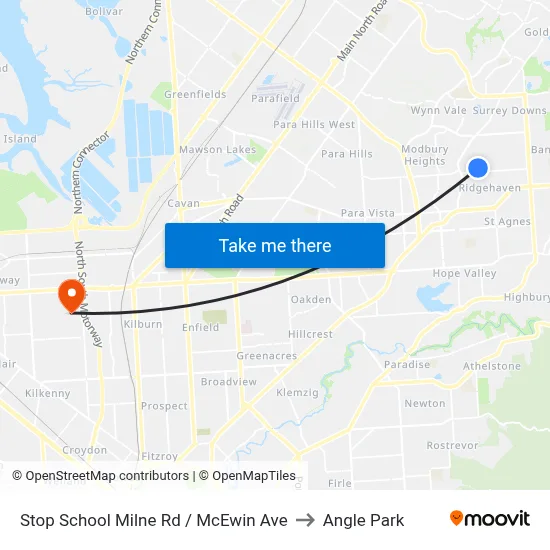 Stop School Milne Rd / McEwin Ave to Angle Park map