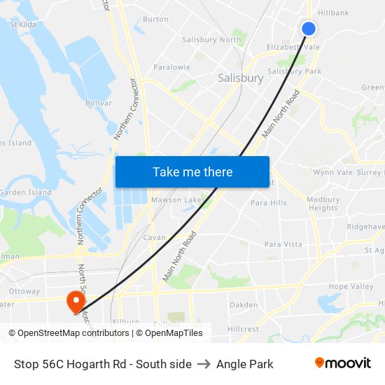 Stop 56C Hogarth Rd - South side to Angle Park map