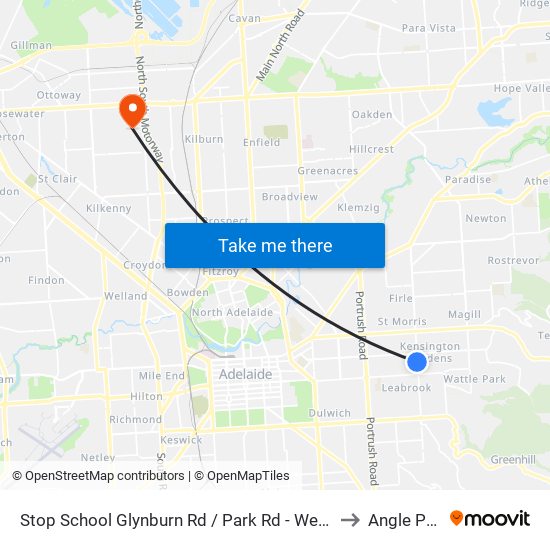 Stop School Glynburn Rd / Park Rd - West side to Angle Park map