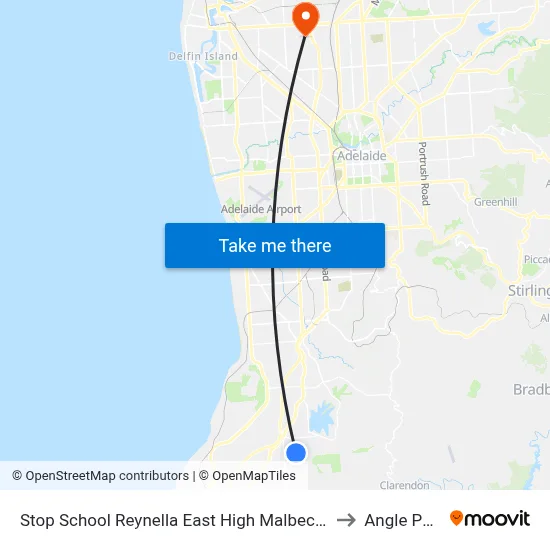 Stop School Reynella East High Malbeck Dr to Angle Park map