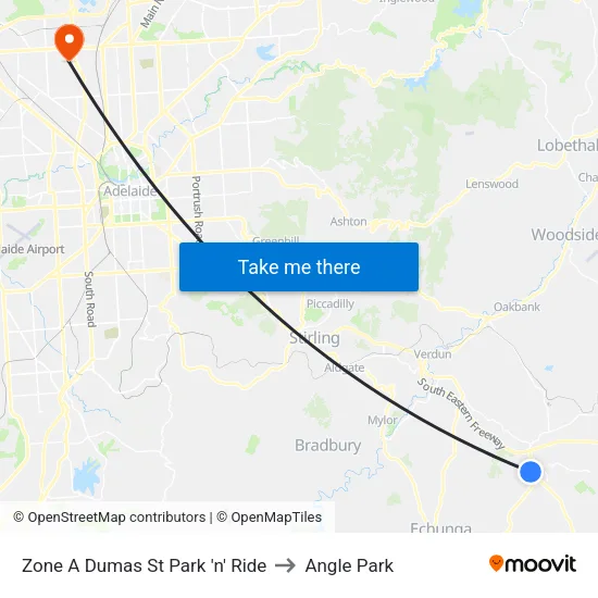 Zone A Dumas St Park 'n' Ride to Angle Park map