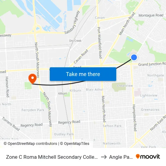 Zone C Roma Mitchell Secondary College to Angle Park map