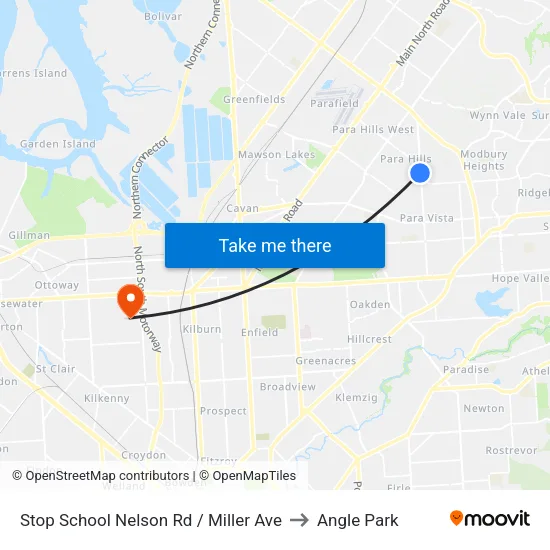 Stop School Nelson Rd / Miller Ave to Angle Park map