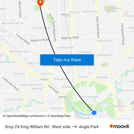 Stop Z4 King William Rd - West side to Angle Park map