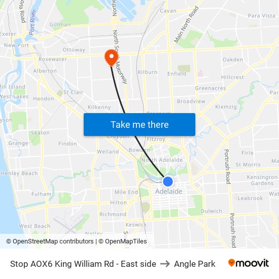 Stop AOX6 King William Rd - East side to Angle Park map