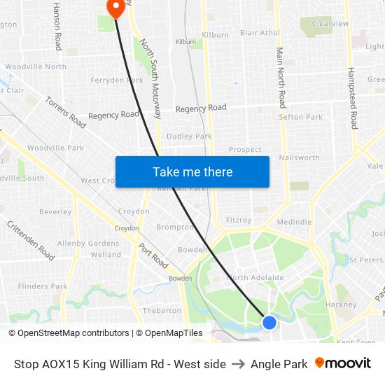 Stop AOX15 King William Rd - West side to Angle Park map