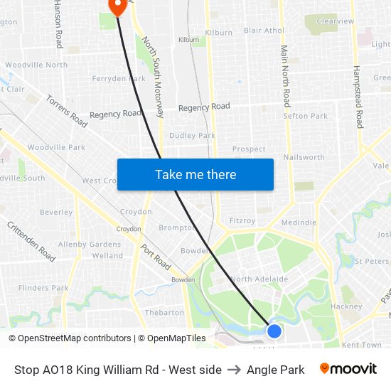 Stop AO18 King William Rd - West side to Angle Park map