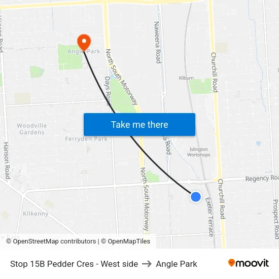 Stop 15B Pedder Cres - West side to Angle Park map