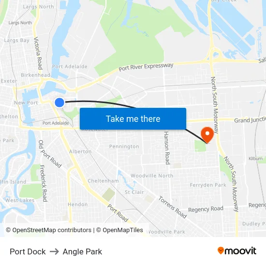 Port Dock to Angle Park map