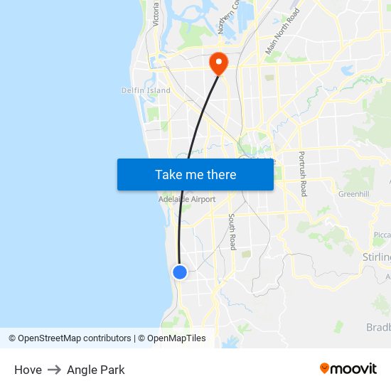 Hove to Angle Park map