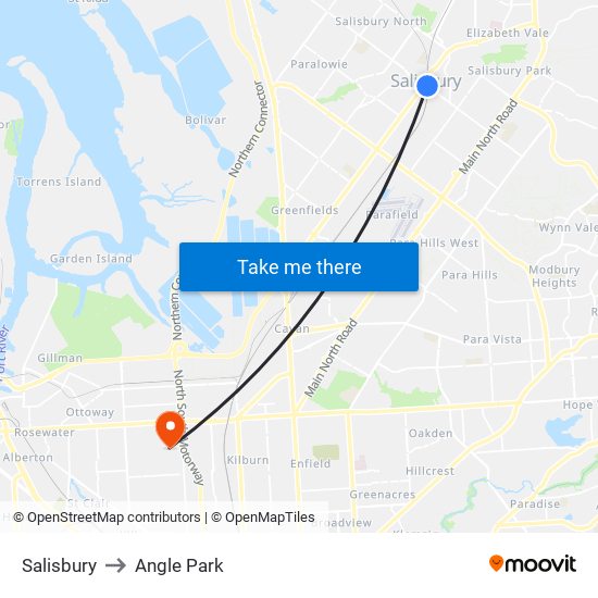 Salisbury to Angle Park map