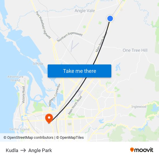 Kudla to Angle Park map