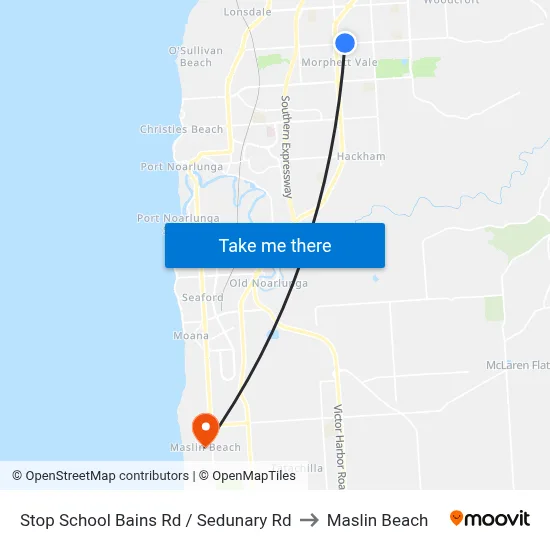 Stop School Bains Rd / Sedunary Rd to Maslin Beach map