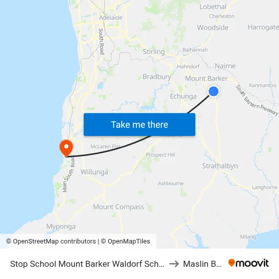 Stop School Mount Barker Waldorf School Sims Rd to Maslin Beach map