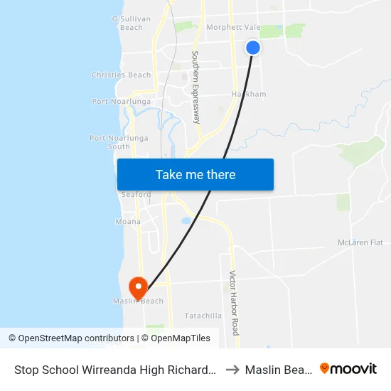 Stop School Wirreanda High Richards Dr to Maslin Beach map