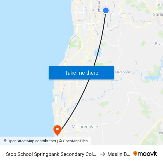 Stop School Springbank Secondary College Daws Rd to Maslin Beach map