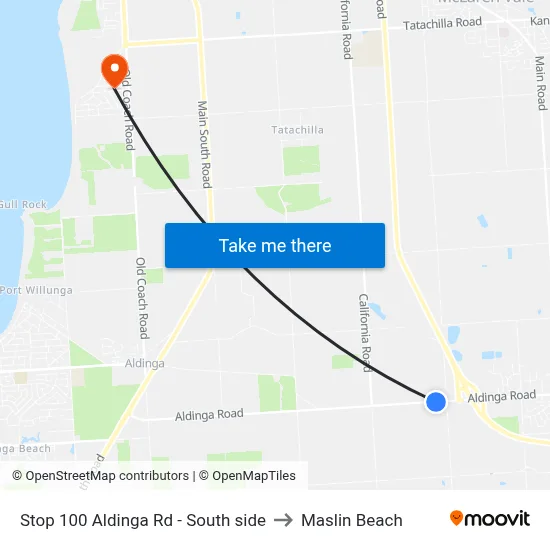 Stop 100 Aldinga Rd - South side to Maslin Beach map