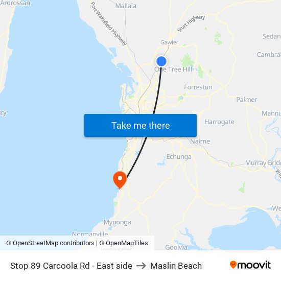 Stop 89 Carcoola Rd - East side to Maslin Beach map