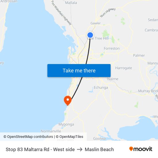 Stop 83 Maltarra Rd - West side to Maslin Beach map